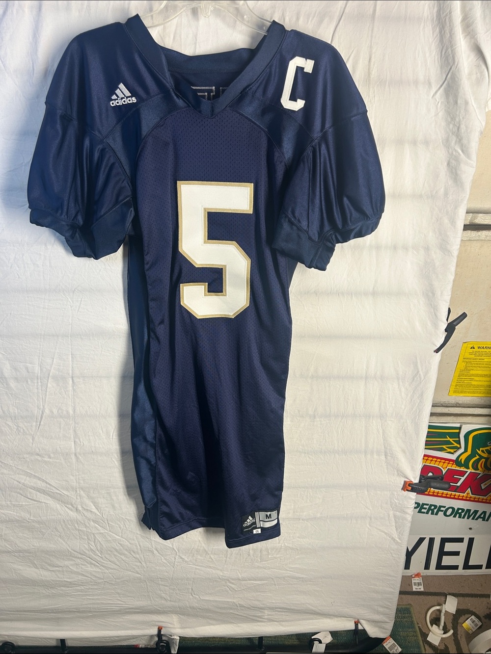 adidas Men’s Navy Blue Football Jersey with White & Gold #5